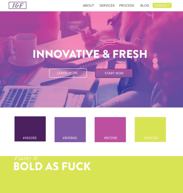 Fresh and innovative , bold as fuck, design color scheme ideas