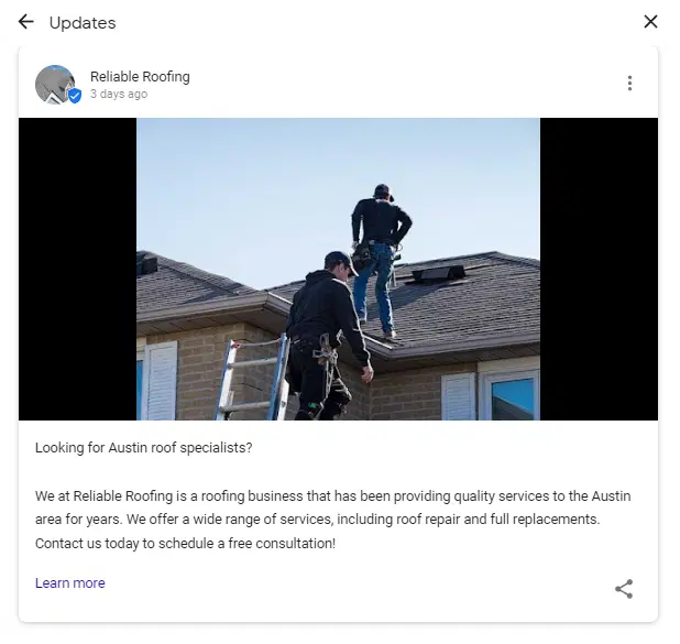 Roofers in safety gear work on a house roof—showcase your latest projects or service updates on Hook Agency with this image.