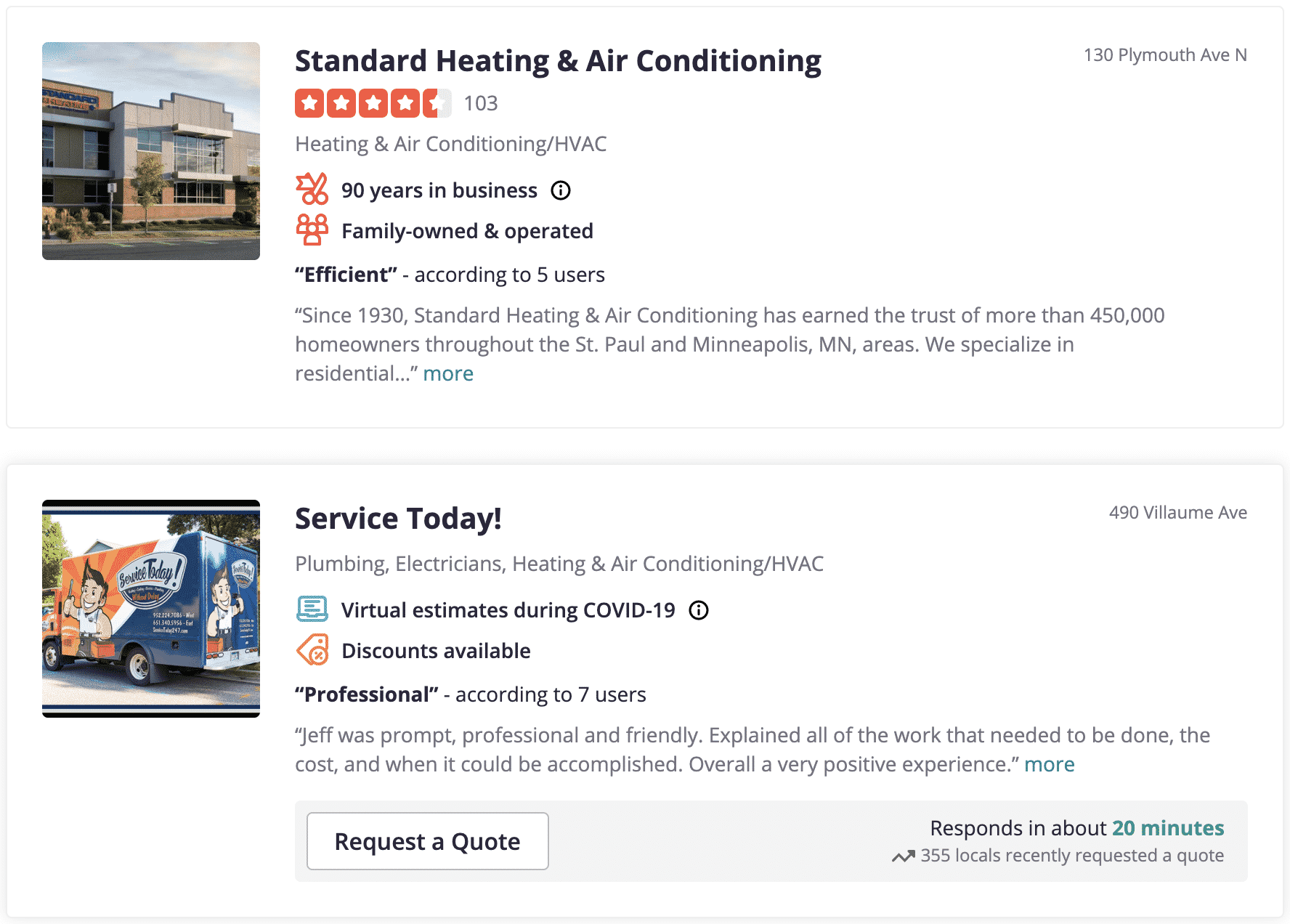 hvac yelp example