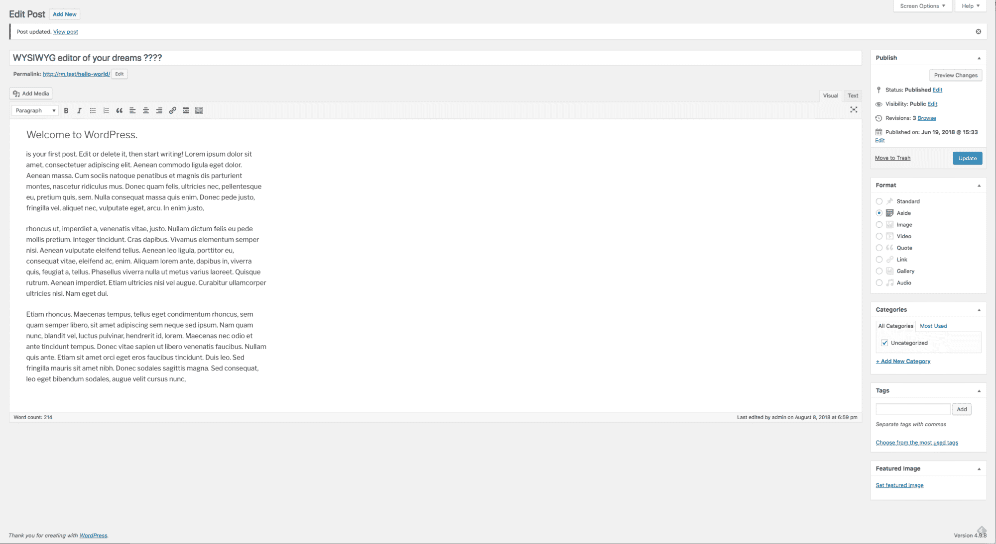 TinyMCE editor