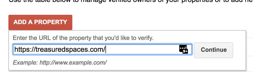 Add a property in Google search console