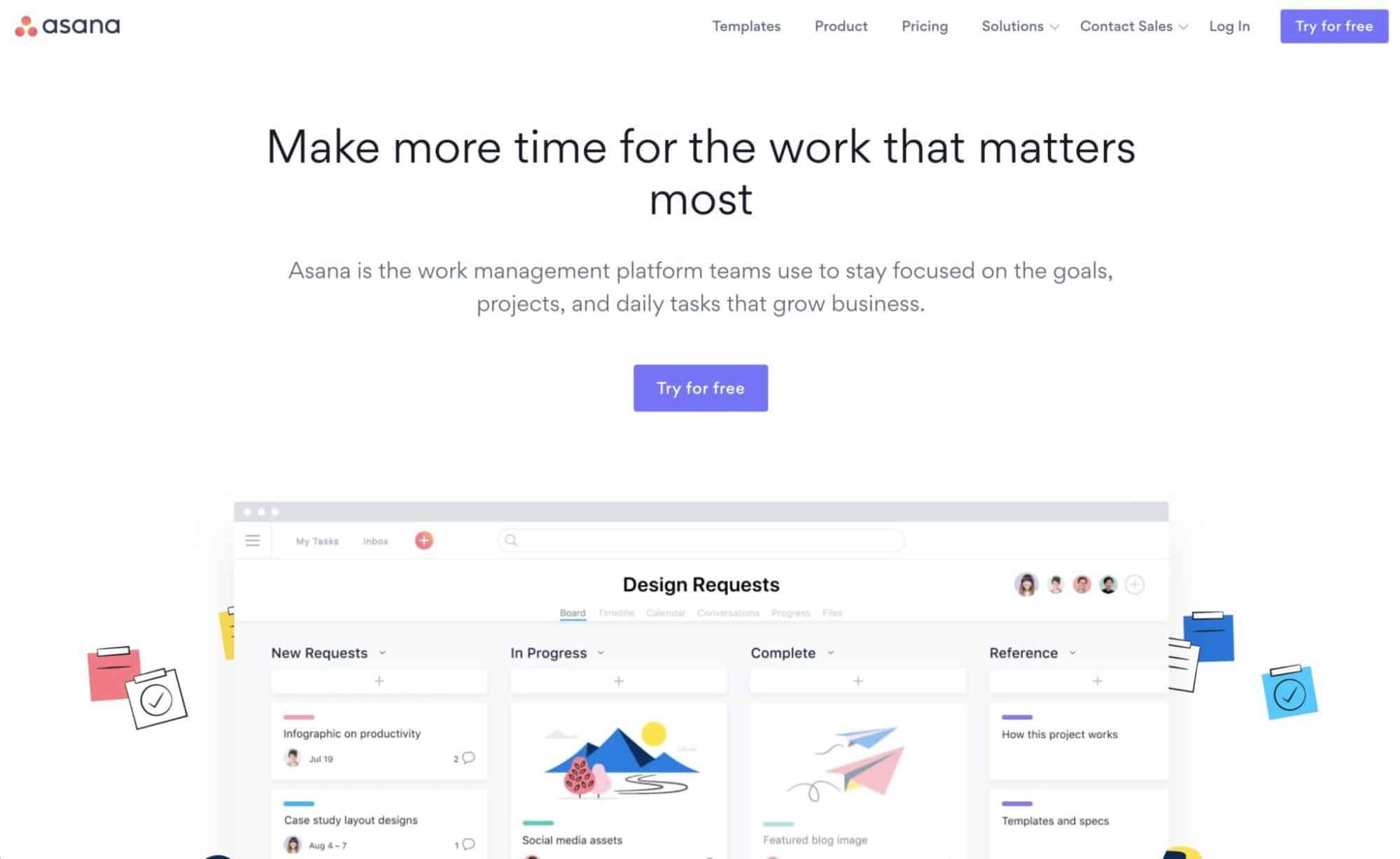 Asana B2b technology SAAS website design inspiration