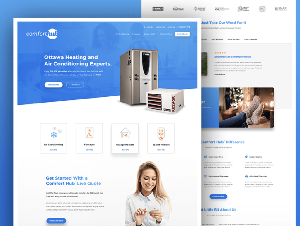 Comforthub Heating and Air Conditioning Website Design HVAC Websites 2021