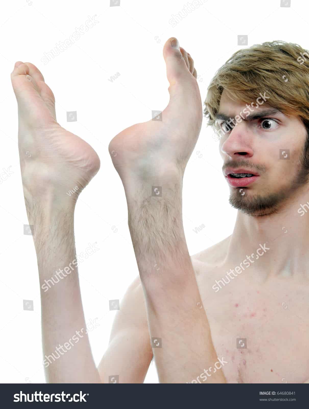 Man with feet hands