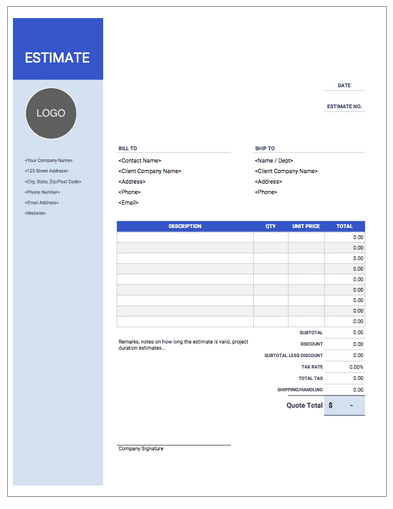 roofing estimate templates