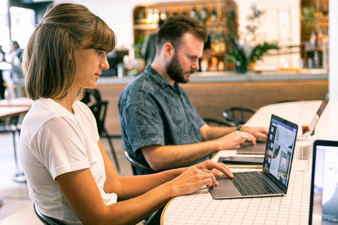 Web designers working together on a web design project