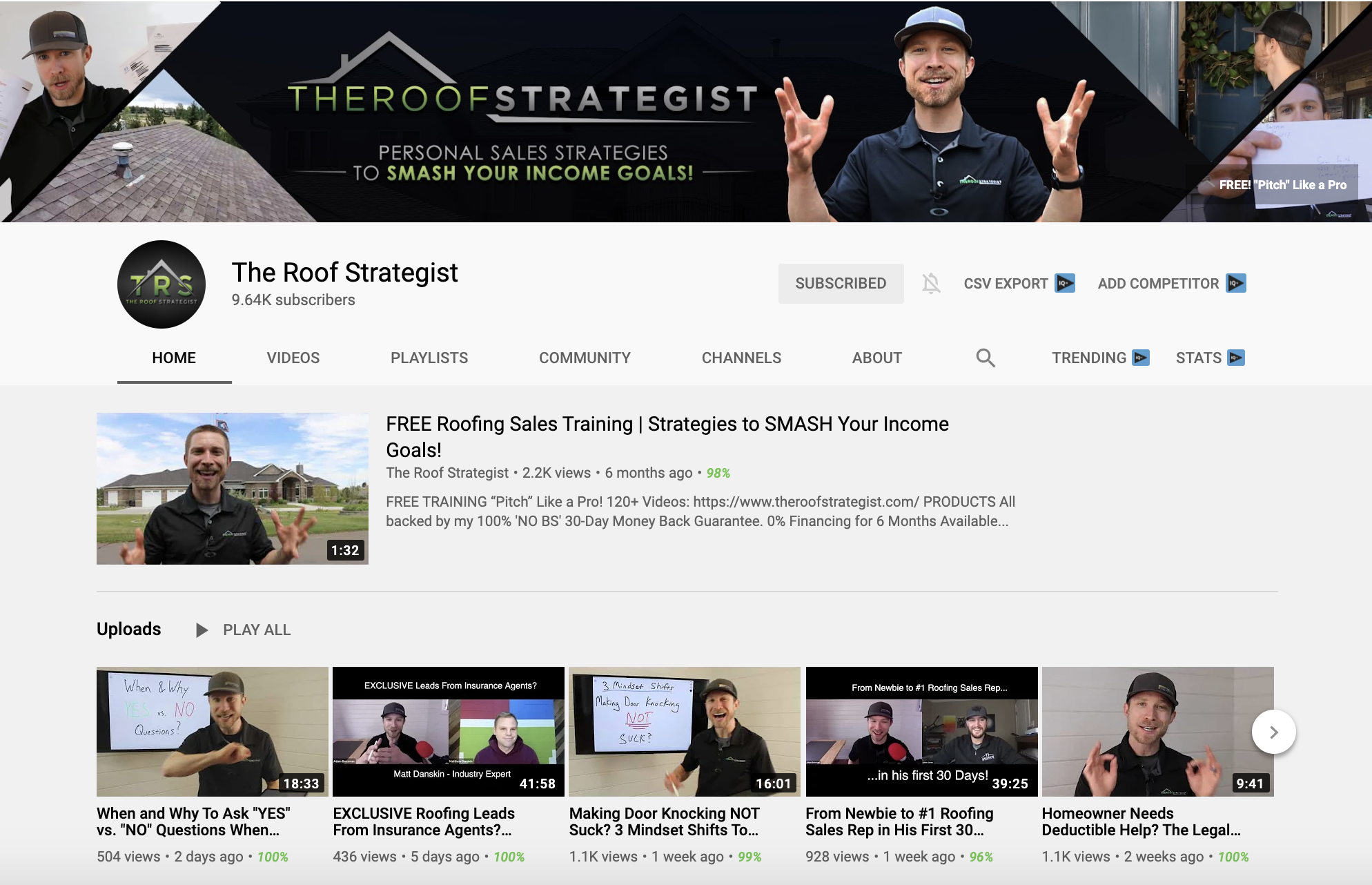 Roof strategist - contractor youtube channels