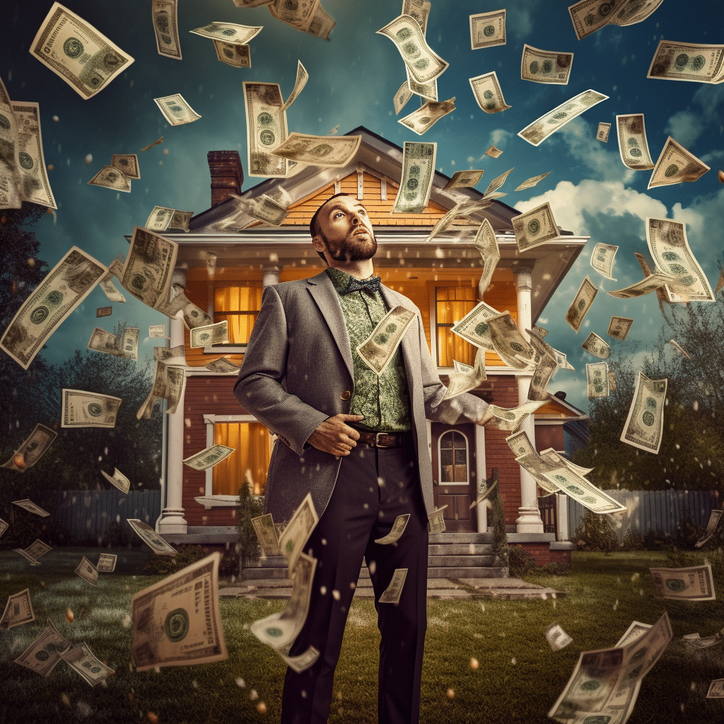 Roofing Business Owner Raining Money Overhead Profit