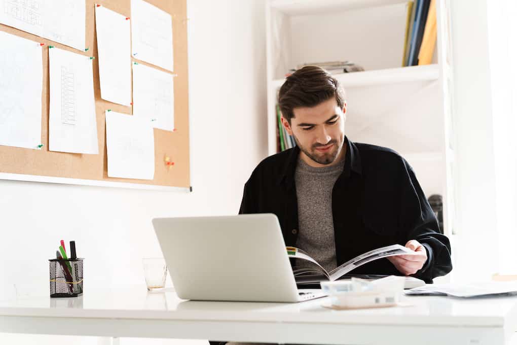 young man studying to become a licensed contractor