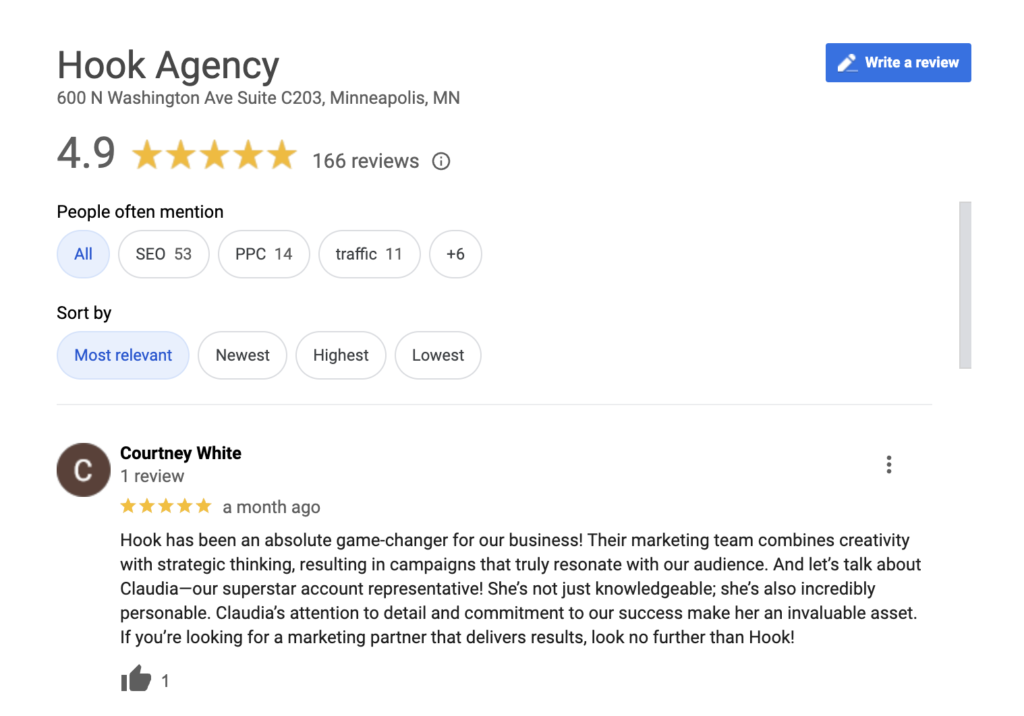 Discover why Hook Agency shines in digital marketing with a remarkable 4.9-star rating from 166 Google reviews. With expertise in SEO and PPC, our team can elevate your business performance—53 for SEO and 14 for PPC highlight our proficiency. A highlighted review applauds our creativity and Claudia's expertise, exemplifying the standard top HVAC SEO companies aspire to achieve. Visit Hook Agency to experience unparalleled growth for your business today.