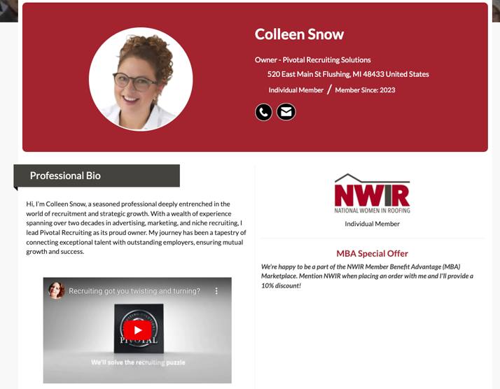 Colleen Snow’s profile page