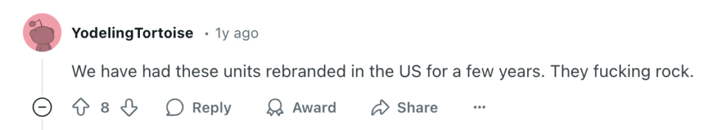 On Hook Agency's website: A Reddit user, YodelingTortoise, shared: "We've had these Midea Evox G³ units rebranded in the US for a few years. They’re outstanding." With 8 upvotes and active engagement, this illustrates the impact of authentic customer reviews on purchasing decisions.