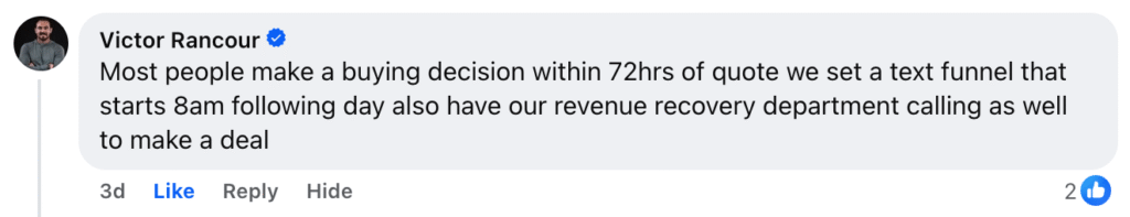 Most customers make a buying decision within 72 hours of receiving a quote. That’s why we implement proven HVAC marketing follow-up strategies—such as automated text funnels and proactive calls from our revenue recovery team—to drive conversions and close deals efficiently.