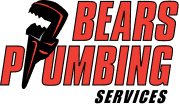 Bear's Plumbing logo: bold red "Bear's Plumbing" text, pipe wrench as the "L," and "Services" in black beneath.