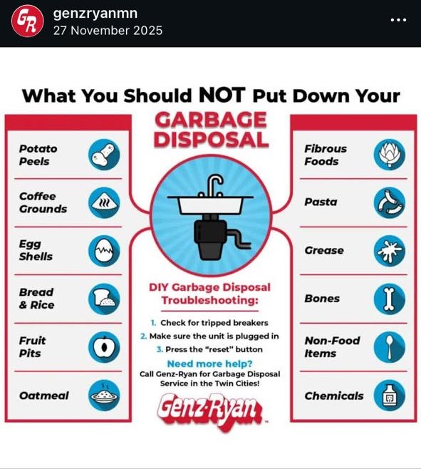 Essential list for home service pros: Never put these items down a garbage disposal—food scraps, grease, bones, or chemicals.