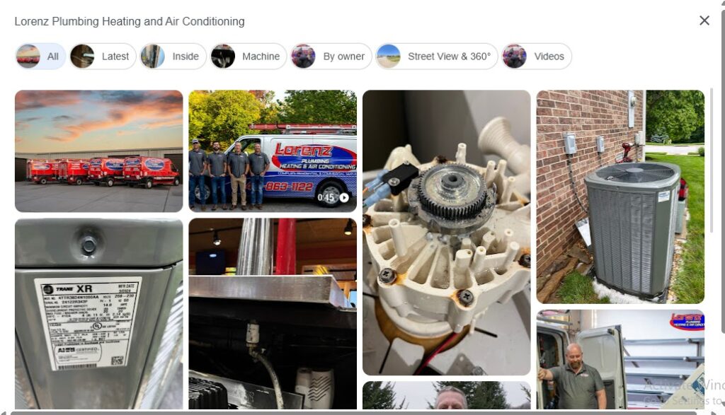 Collage of plumbing and HVAC tools, service vans, technician, outdoor unit, parts, and appliance label for Hook Agency contractors.